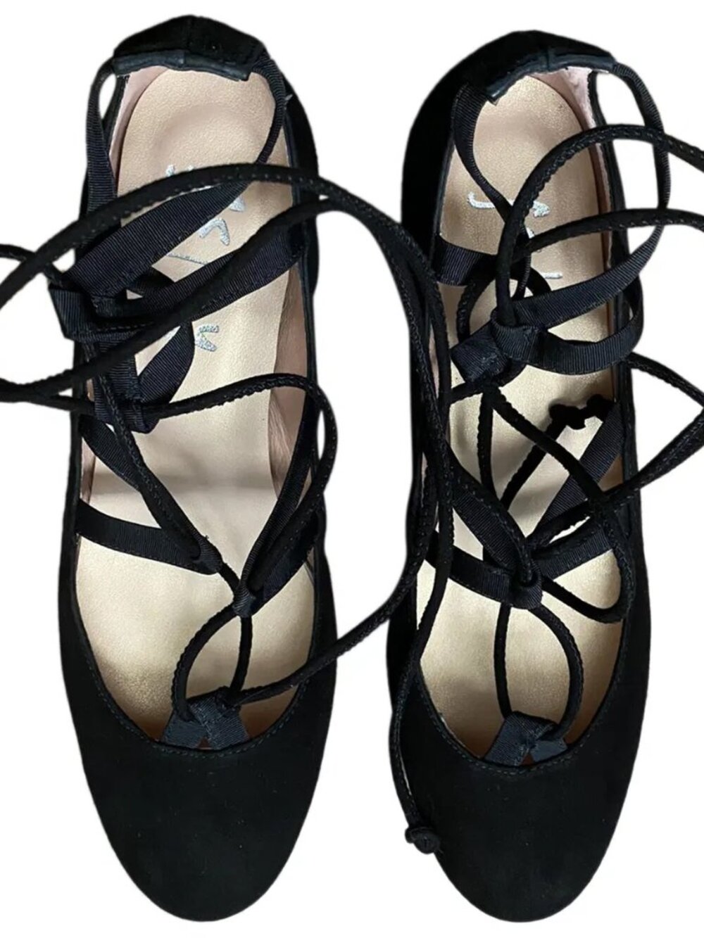 French Sole NY Lace-Up Ballet Wedges in Black- Size 8.5- NWOT